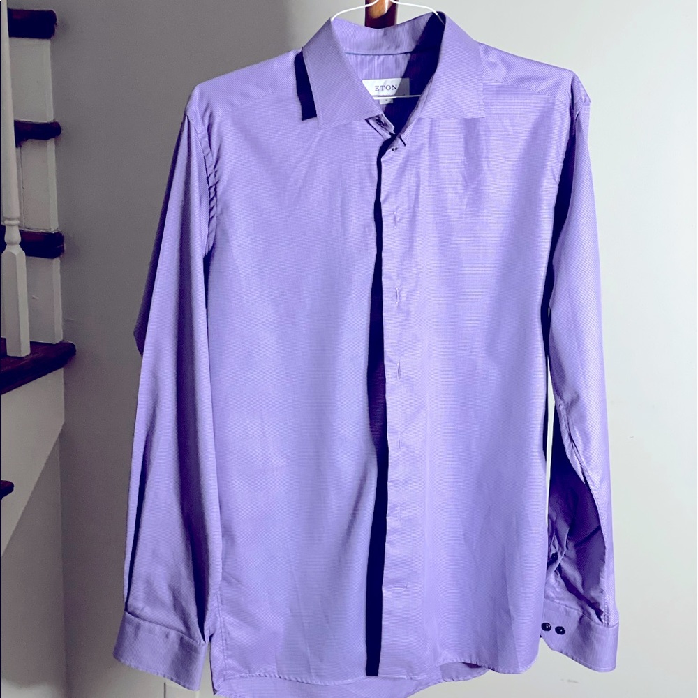 Eton geometric print twill shirt